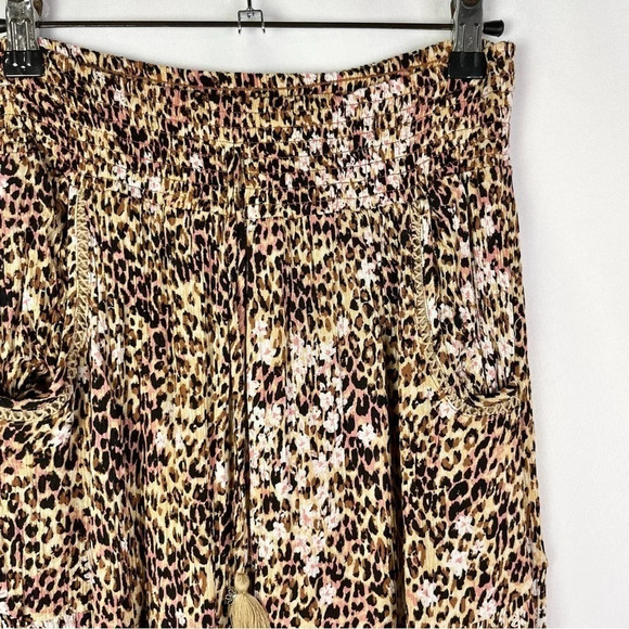 American Rag Brown Leopard Smocked Waist Maxi Skirt S - Picture 3 of 4